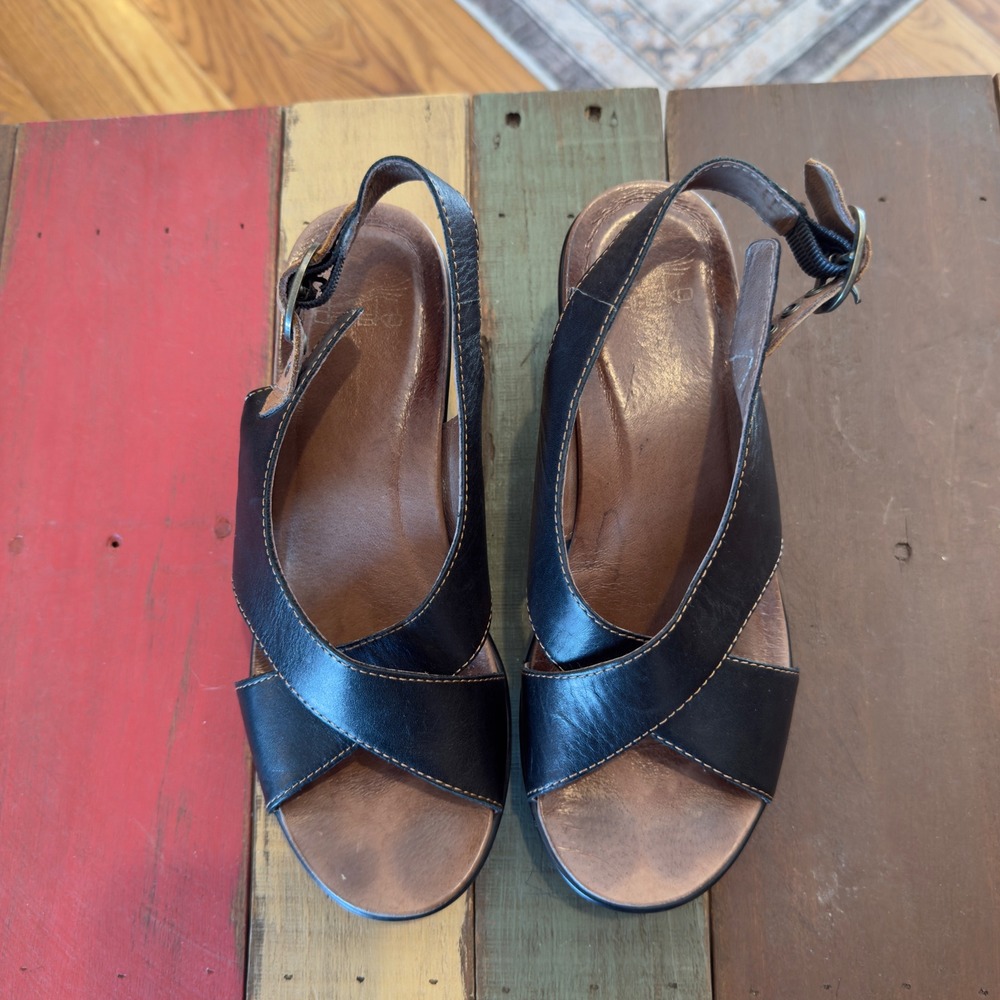 Dansko Jacinda Cross Strap Wedge Sandals Comfort Slingback 9702020200 Size 38 - Picture 7 of 8